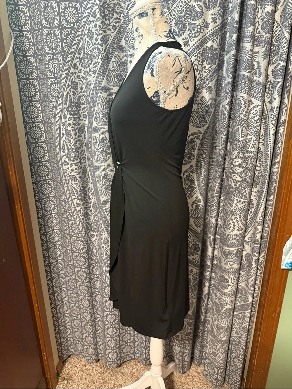Michael Kors Black Twist-Front Midi Dress